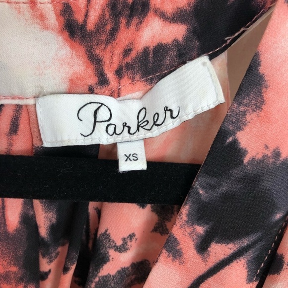 PARKER palm tree pink wrap front and back Silk mini dress - Picture 4 of 15